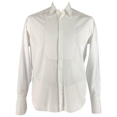 ARMANI COLLEZIONI Talla L Camisa de manga larga de esmoquin de algodón blanco
