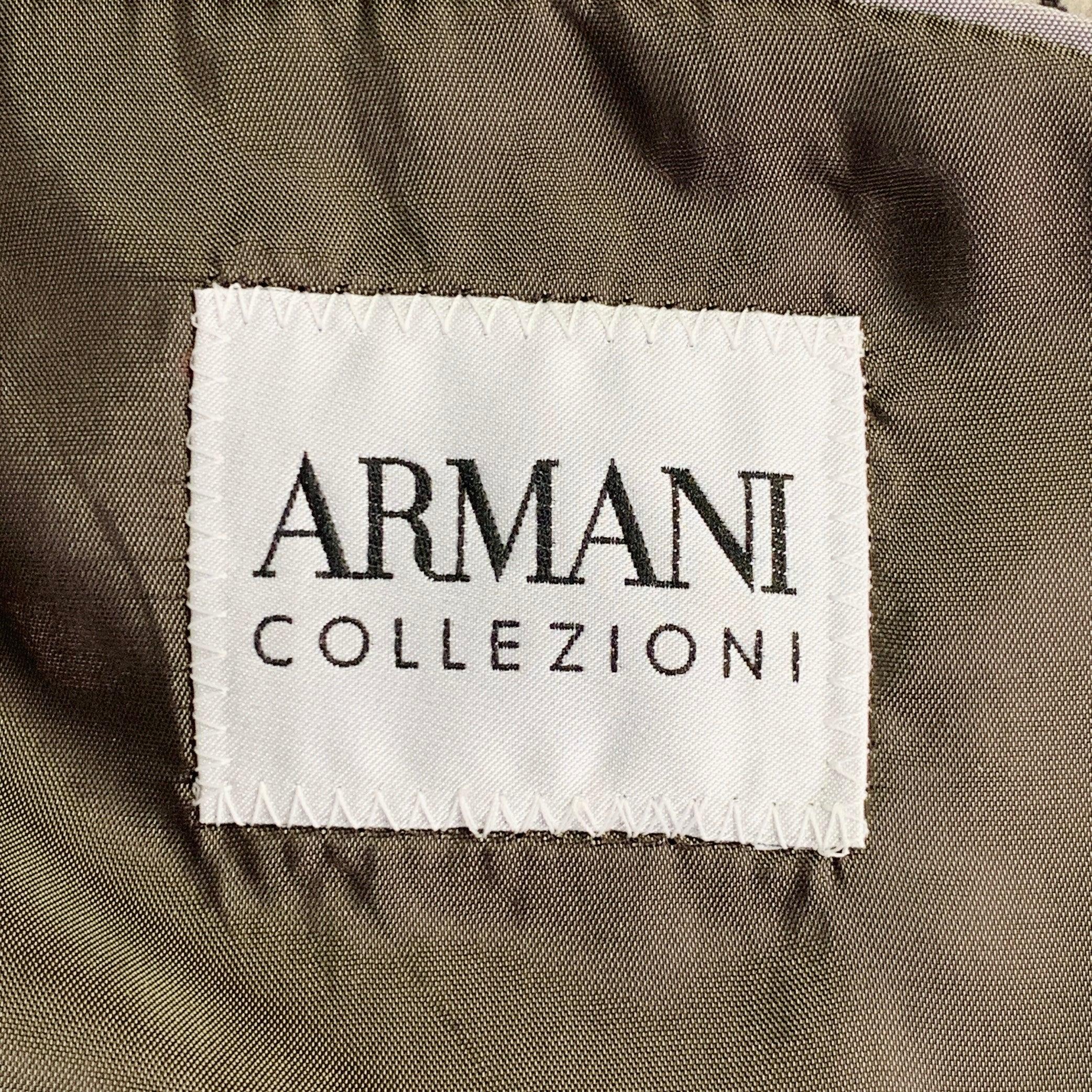 ARMANI COLLEZIONI Size M Black Cream Houndstooth Velvet Sport Coat For Sale 2