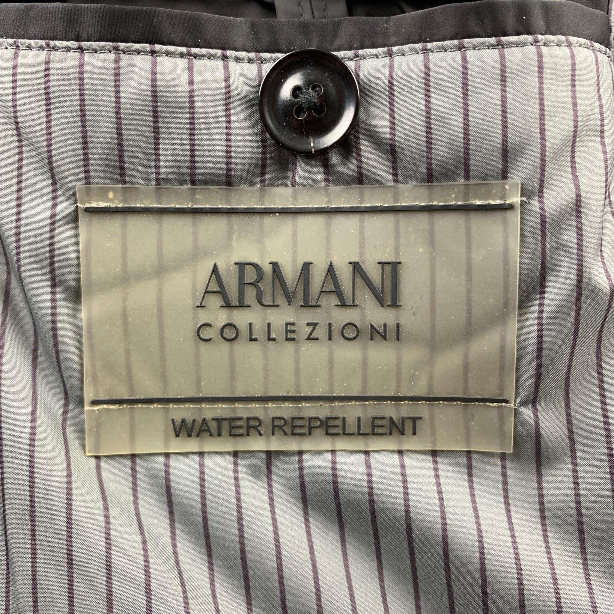 ARMANI COLLEZIONI Size M Black Polyester Water Repellent Raincoat 1