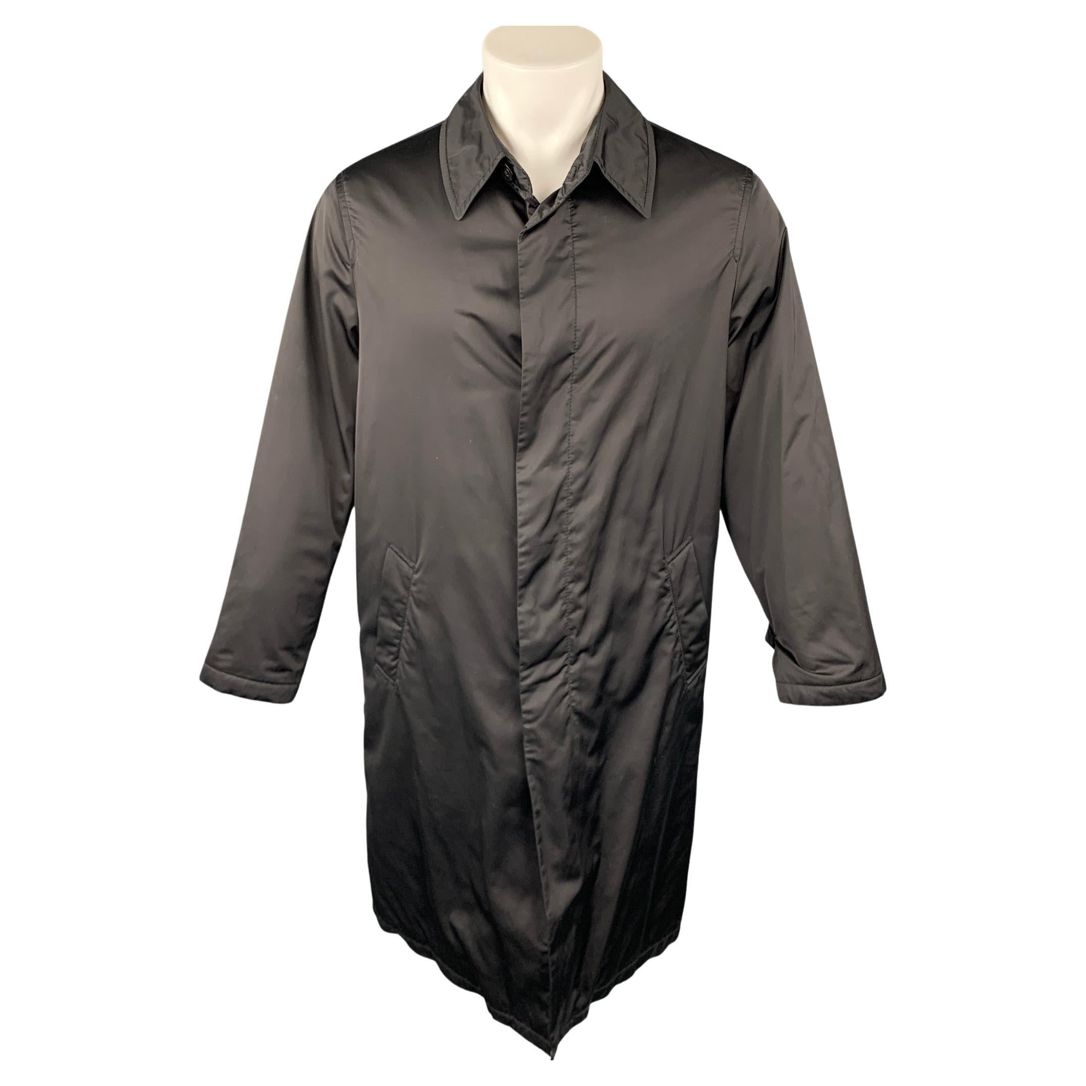 ARMANI COLLEZIONI Size M Black Polyester Water Repellent Raincoat