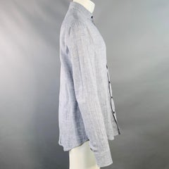ARMANI COLLEZIONI Size M Blue Heather Linen Spread Collar Long Sleeve Shirt