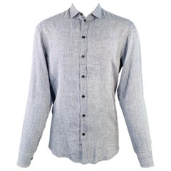 ARMANI COLLEZIONI Size M Blue Heather Linen Spread Collar Long Sleeve Shirt