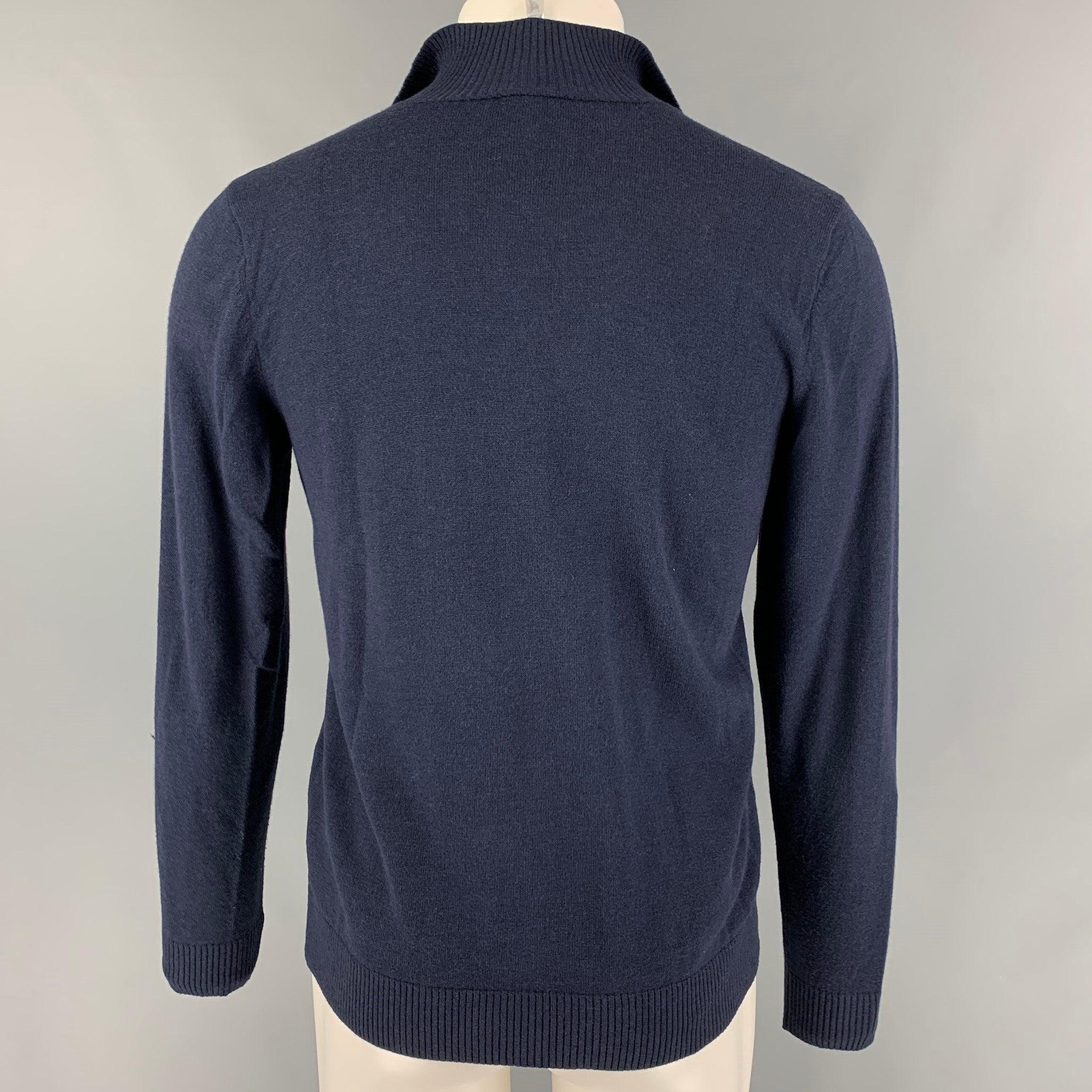 ARMANI COLLEZIONI Size M Blue Wool Blend V-Neck Pullover In Good Condition For Sale In San Francisco, CA