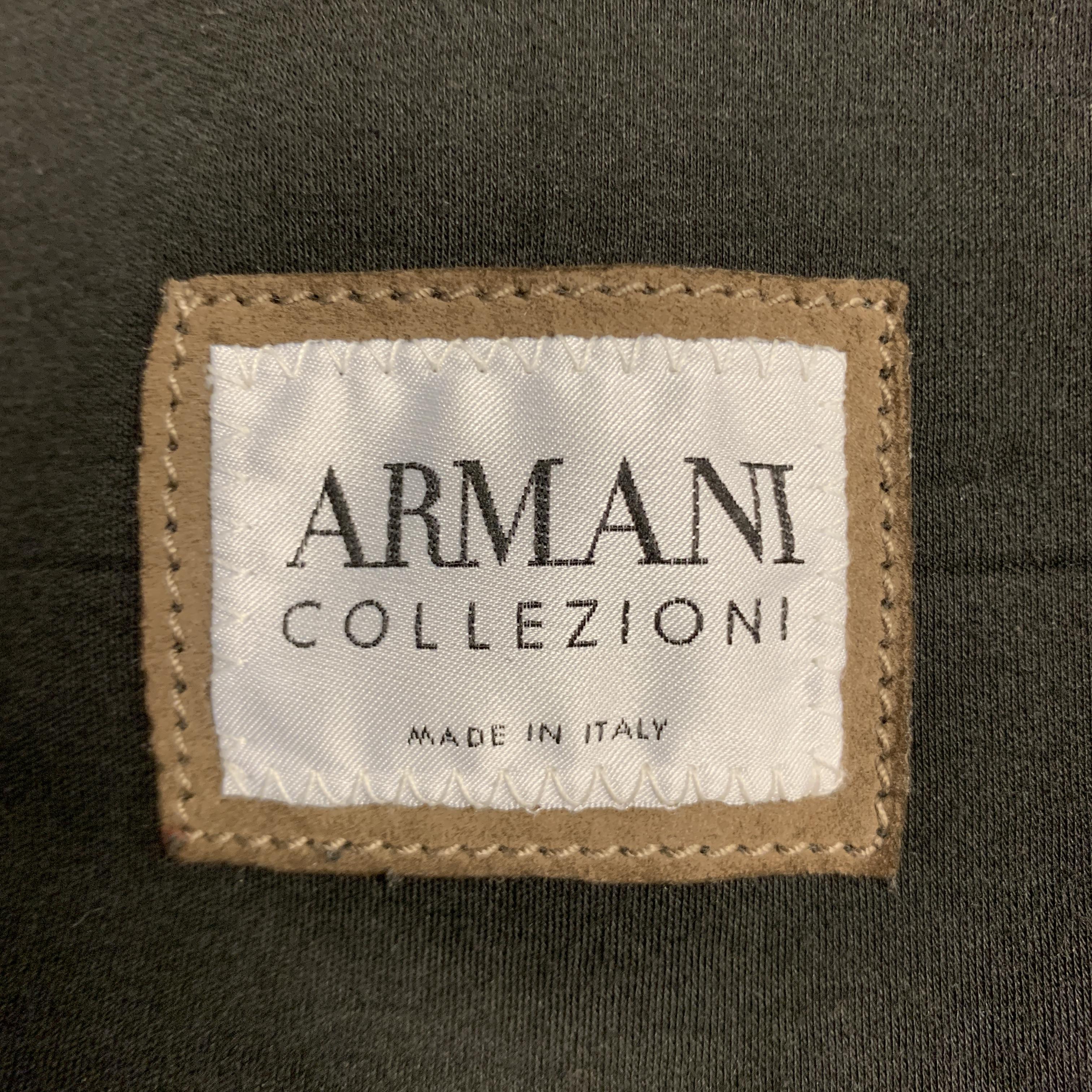 ARMANI COLLEZIONI Size S Brown Suede High Collar Zip Pockets Zip Up Motorcycle J 2