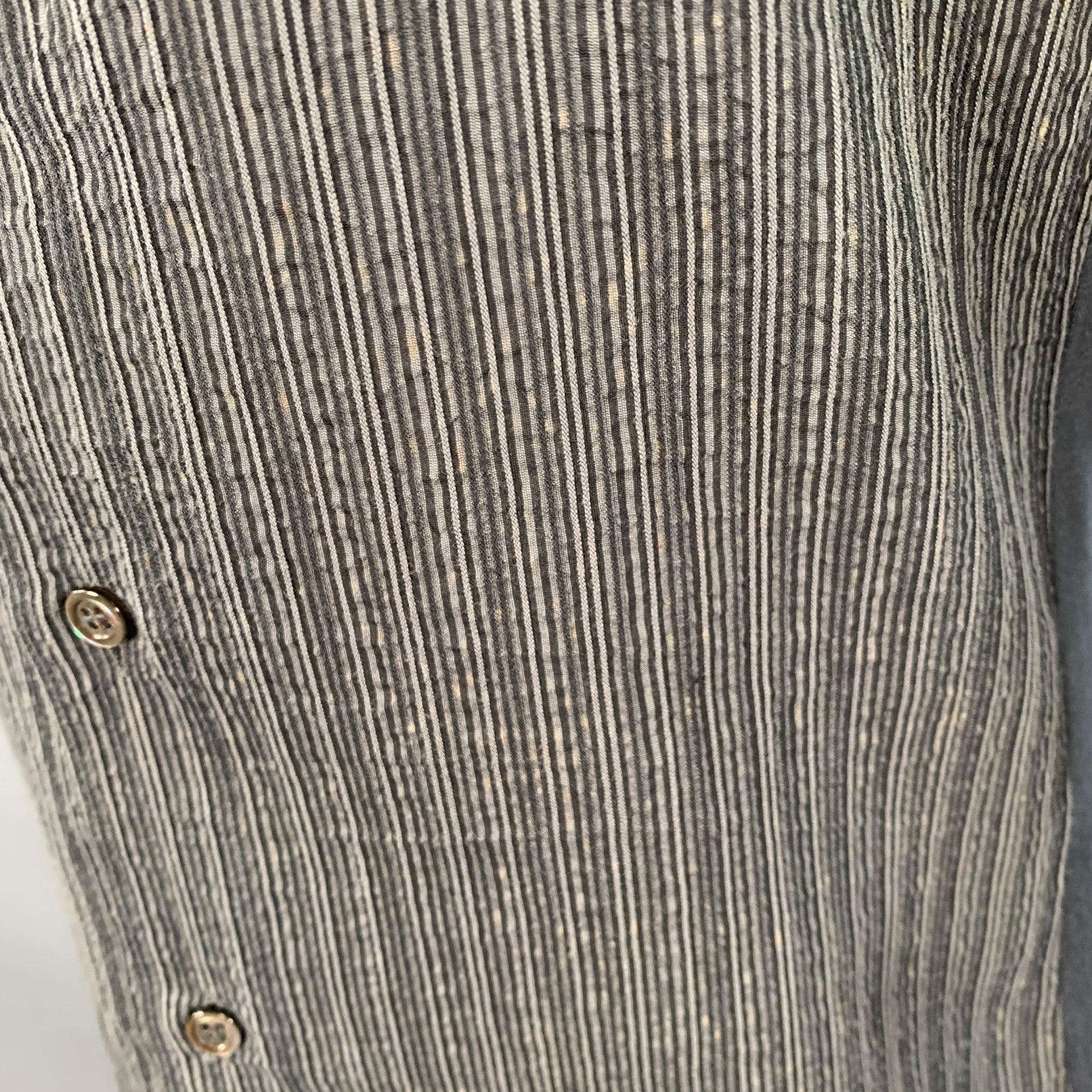 ARMANI COLLEZIONI Taglia S Grigio Nero Seersucker a righe in misto cotone a maniche lunghe in vendita 4