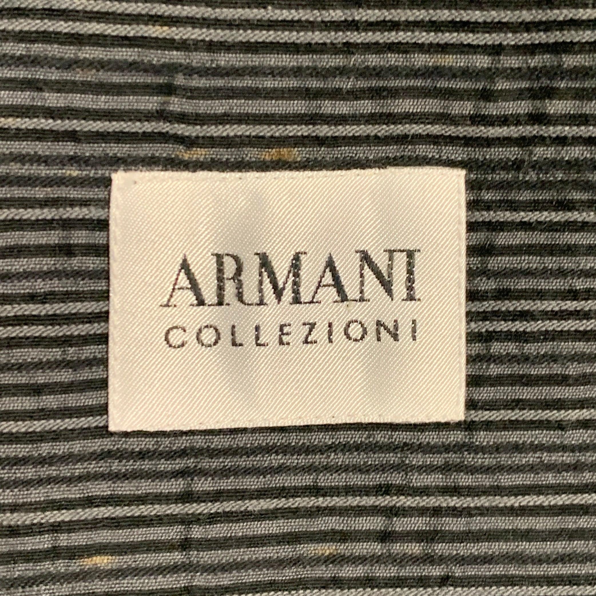 ARMANI COLLEZIONI Taglia S Grigio Nero Seersucker a righe in misto cotone a maniche lunghe in vendita 5