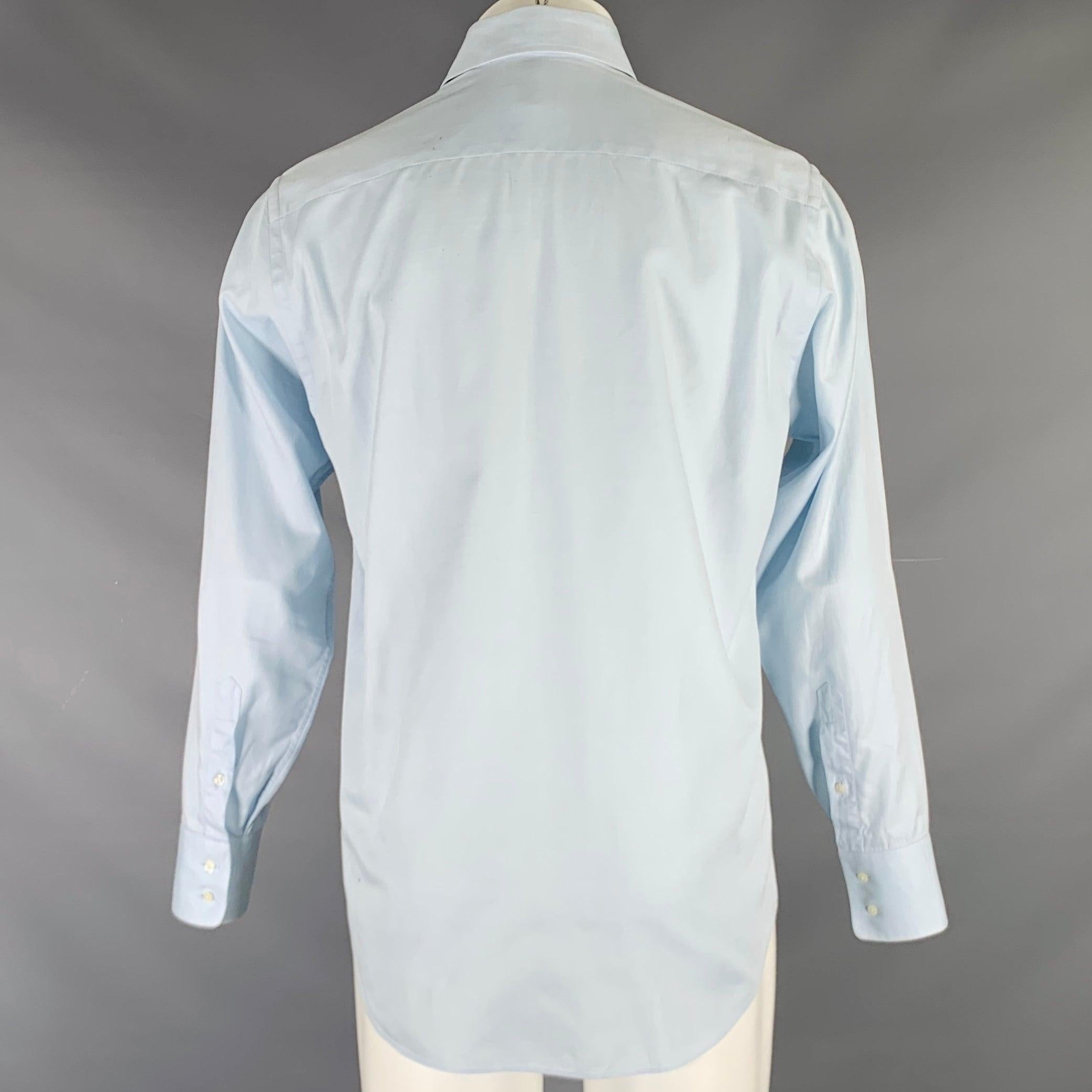 Gray ARMANI COLLEZIONI Size S Light Blue Cotton Long Sleeve Shirt For Sale