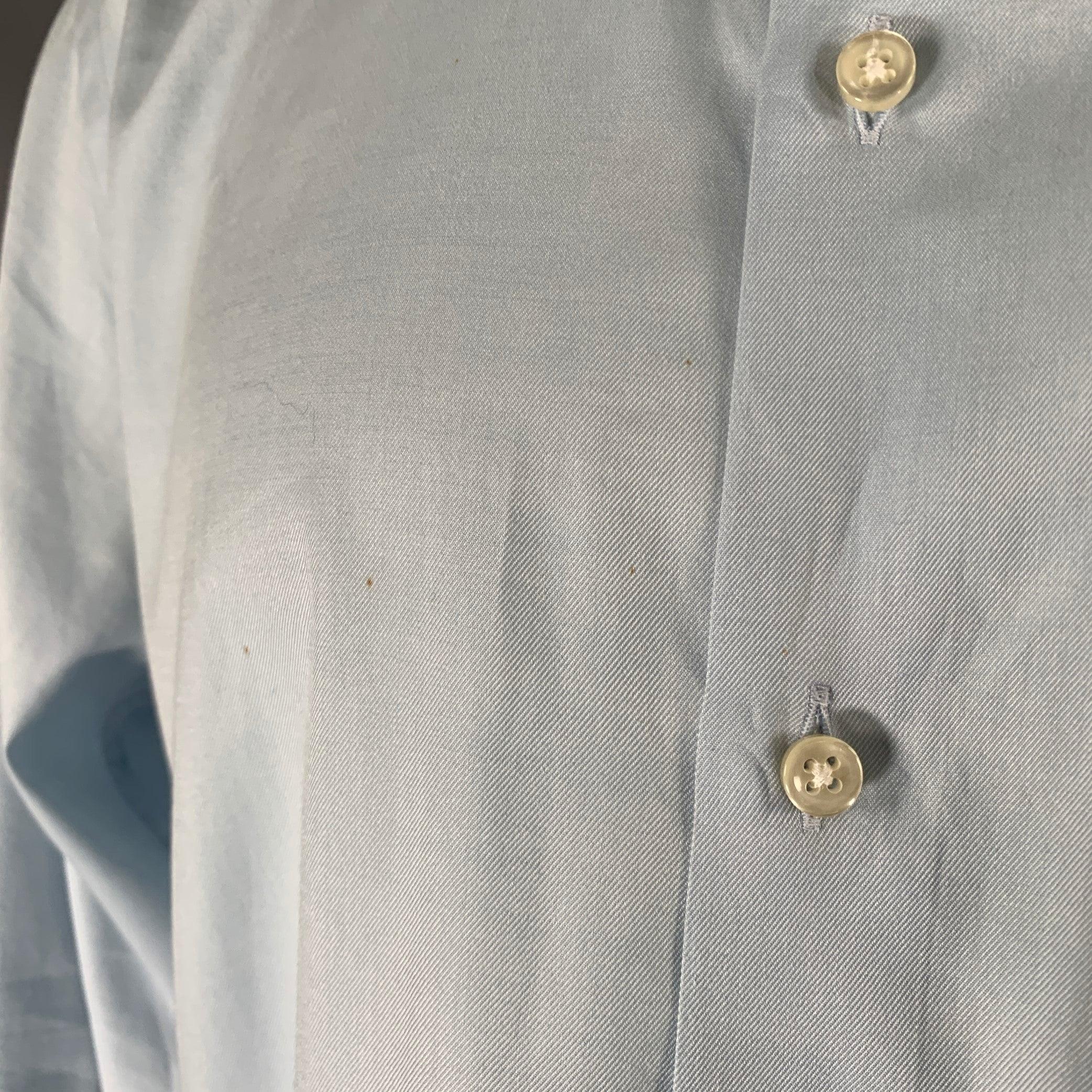 ARMANI COLLEZIONI Size S Light Blue Cotton Long Sleeve Shirt In Good Condition For Sale In San Francisco, CA