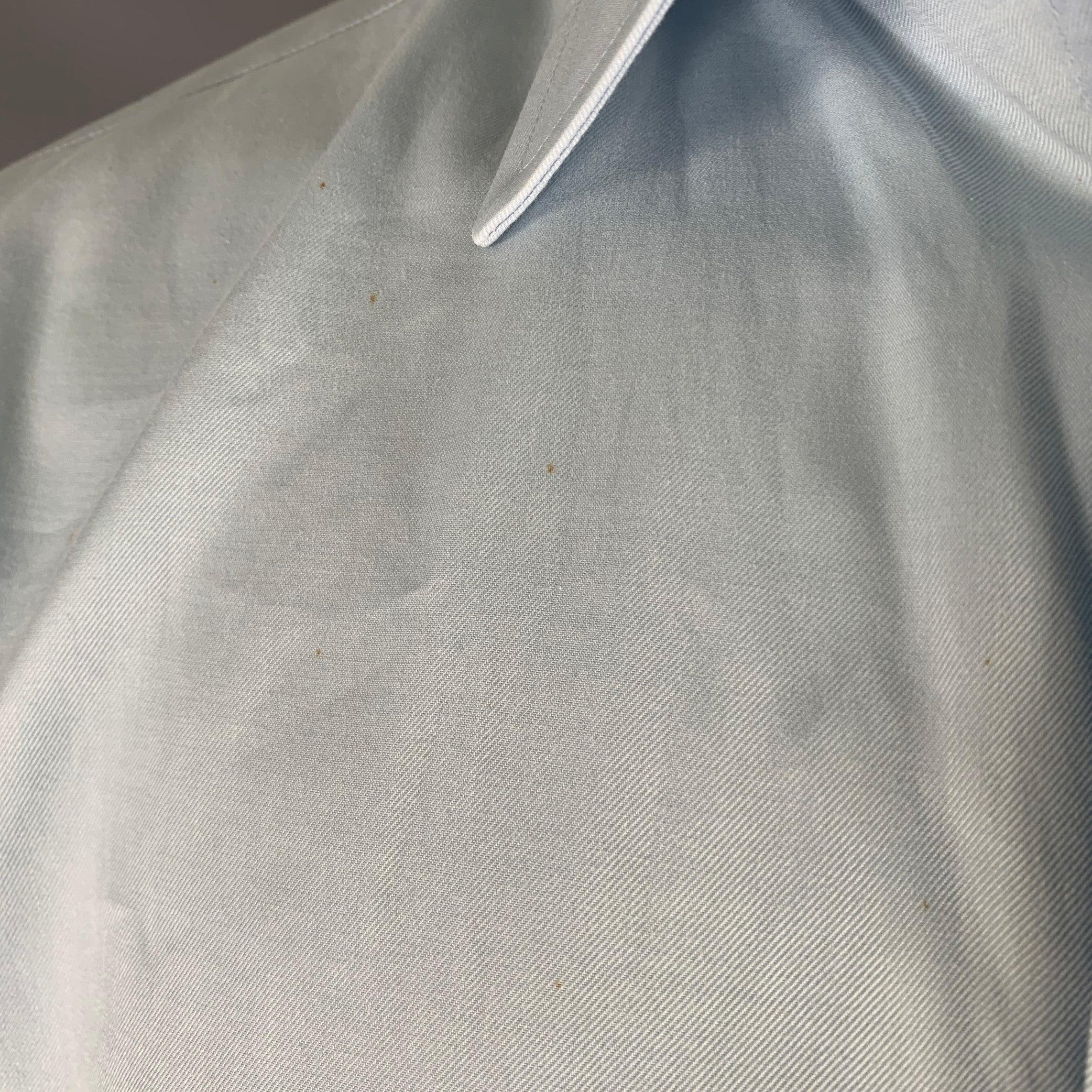 Men's ARMANI COLLEZIONI Size S Light Blue Cotton Long Sleeve Shirt For Sale