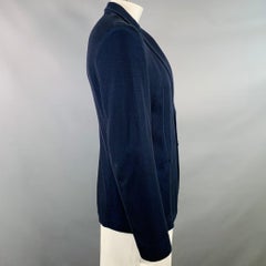 ARMANI COLLEZIONI Taglia XL Giacca in cotone testurizzato blu navy