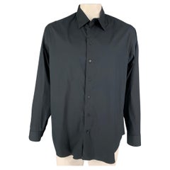 ARMANI COLLEZIONI Size XXL Black Cotton Blend Button Up Long Sleeve Shirt