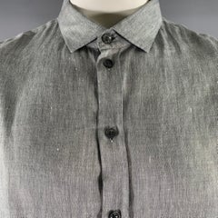 ARMANI COLLEZIONI Size XXL Grey Chambray Short Sleeve Shirt