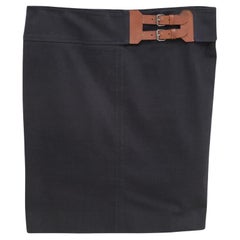 ARMANI COLLEZIONI Skirt Black Belt Dress Cotton Straight Clothing 44 8