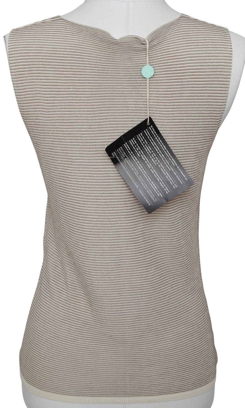 ARMANI COLLEZIONI Sweater Top Sleeveless Knit Shirt V-Neck Brown Tan 42 BNWT For Sale 3