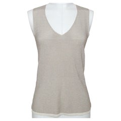 ARMANI COLLEZIONI Maglia Top senza maniche Maglia con scollo a V Marrone Tan 42 BNWT