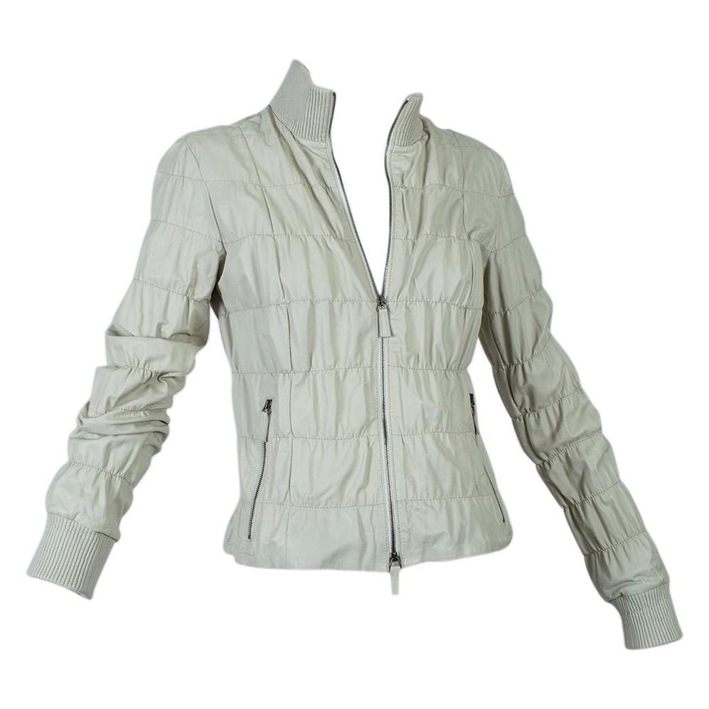 Veste de moto Armani Collezioni transitionnelle en cuir froncé os, taille US 6, 2001