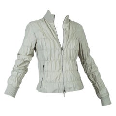Veste de moto Armani Collezioni transitionnelle en cuir froncé os, taille US 6, 2001