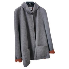 Armani Collezioni two-tone grey wool short coat with patch pockets (IT 44 / US 8