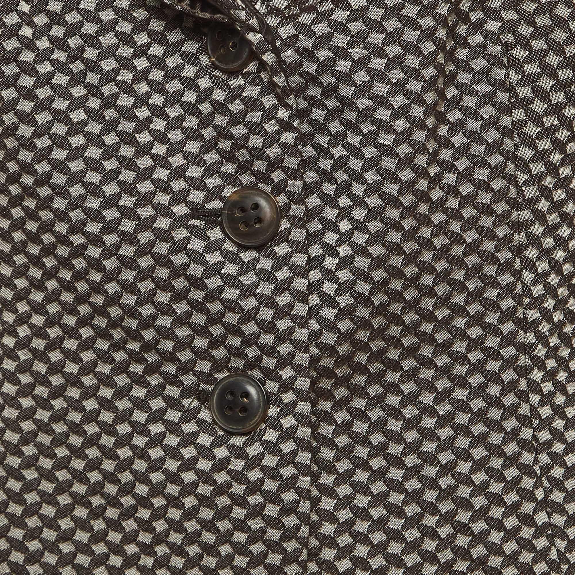 Black Armani Collezioni Vintage Brown Jacquard Single Breasted Blazer XL For Sale