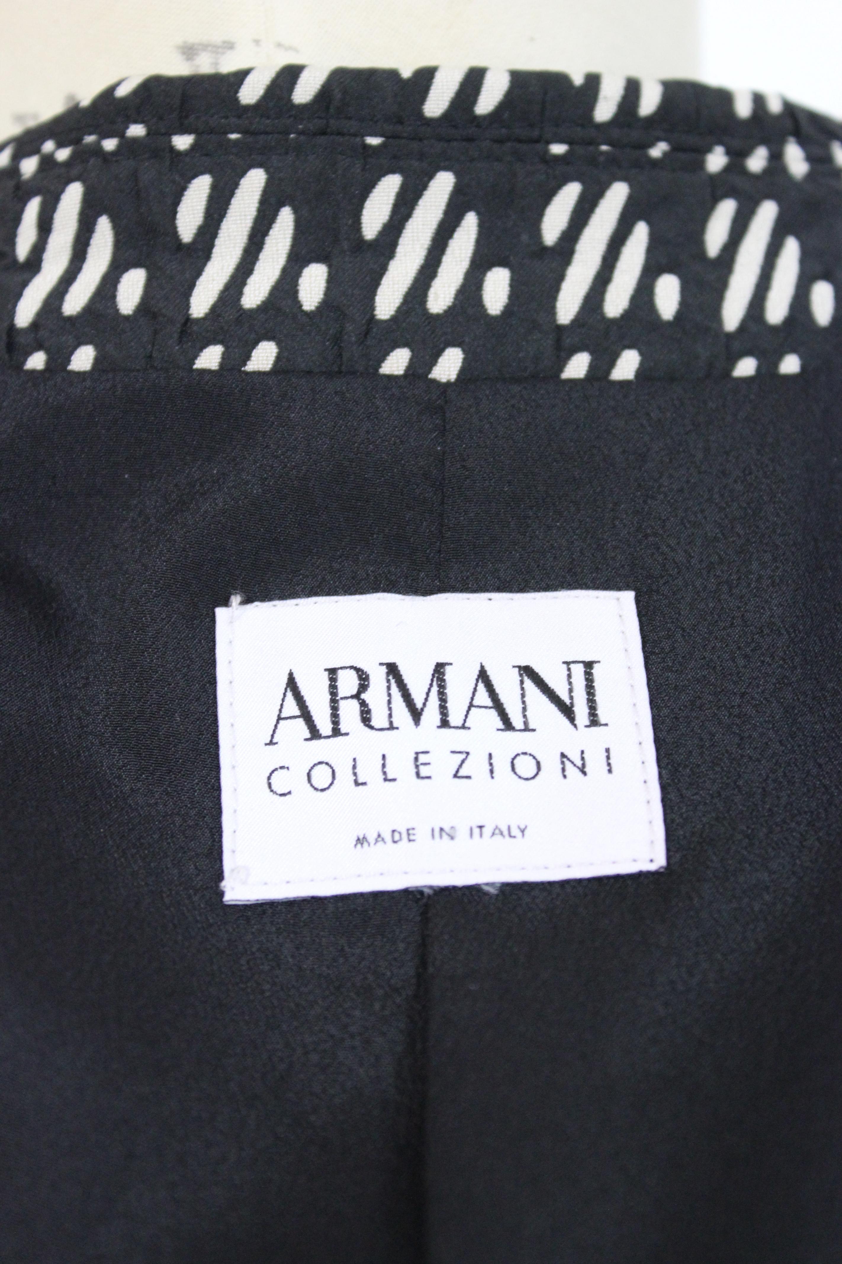 Armani Collezioni White Black Silk Cotton Pied De Poule Evening Jacket 4