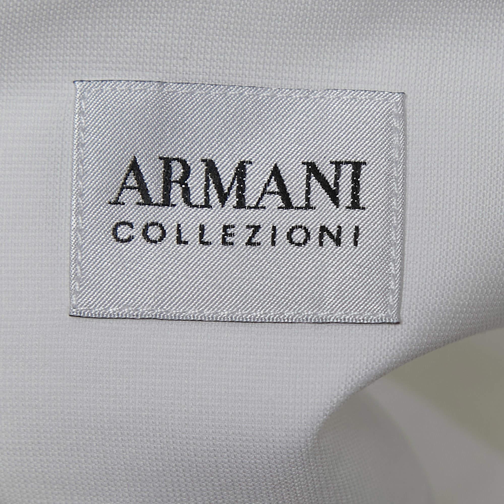Armani Collezioni White Cotton Button Front Full Sleeve Shirt M In Good Condition For Sale In Dubai, Al Qouz 2