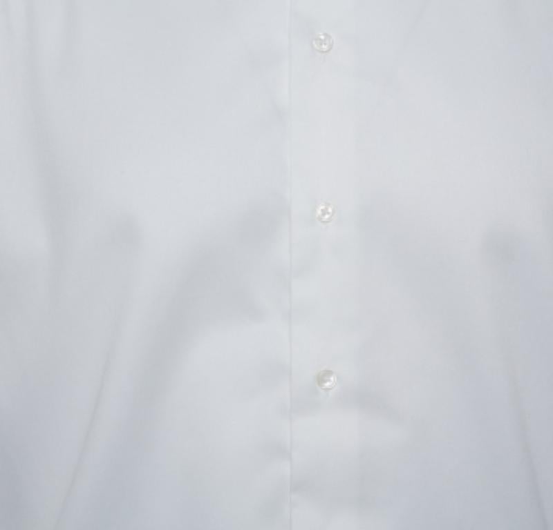 Armani Collezioni White Cotton Button Front Modern Fit Shirt XL In Good Condition For Sale In Dubai, Al Qouz 2
