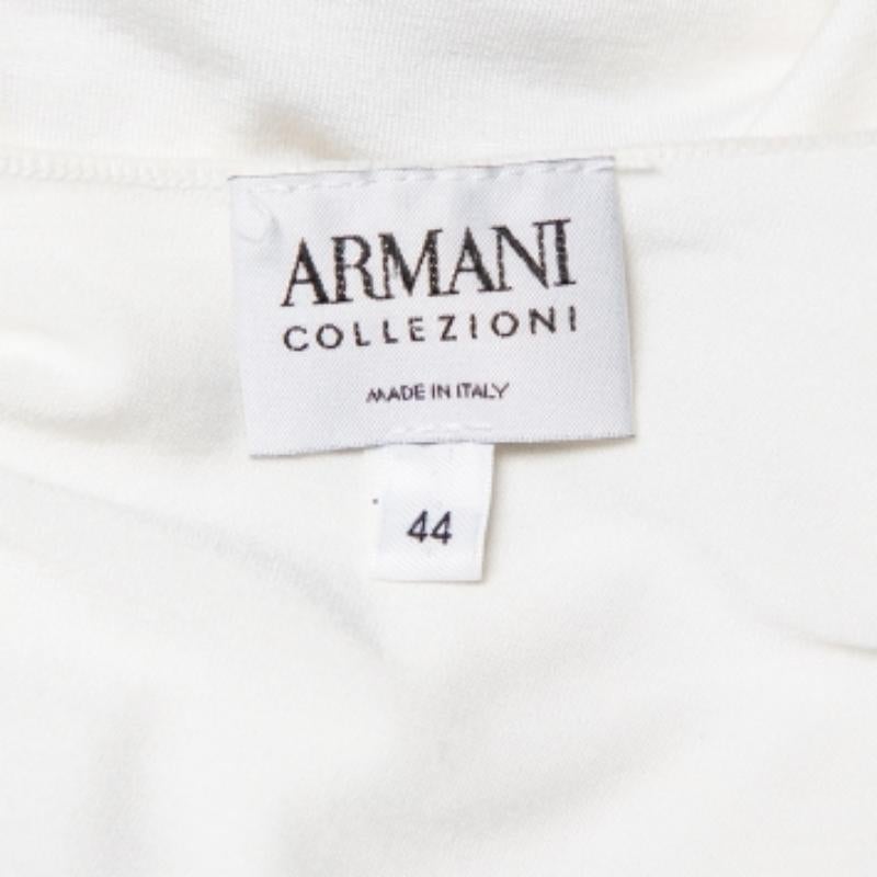 Gray Armani Collezioni White Knit Draped Neck Detail Top M For Sale