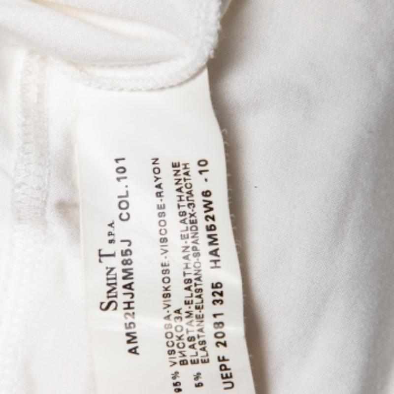 Armani Collezioni White Knit Draped Neck Detail Top M In Good Condition For Sale In Dubai, Al Qouz 2