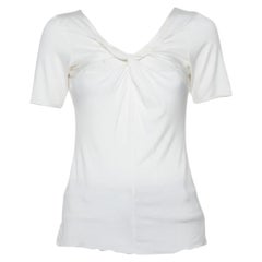 Armani Collezioni Top bianco in maglia con dettaglio collo drappeggiato M. I.