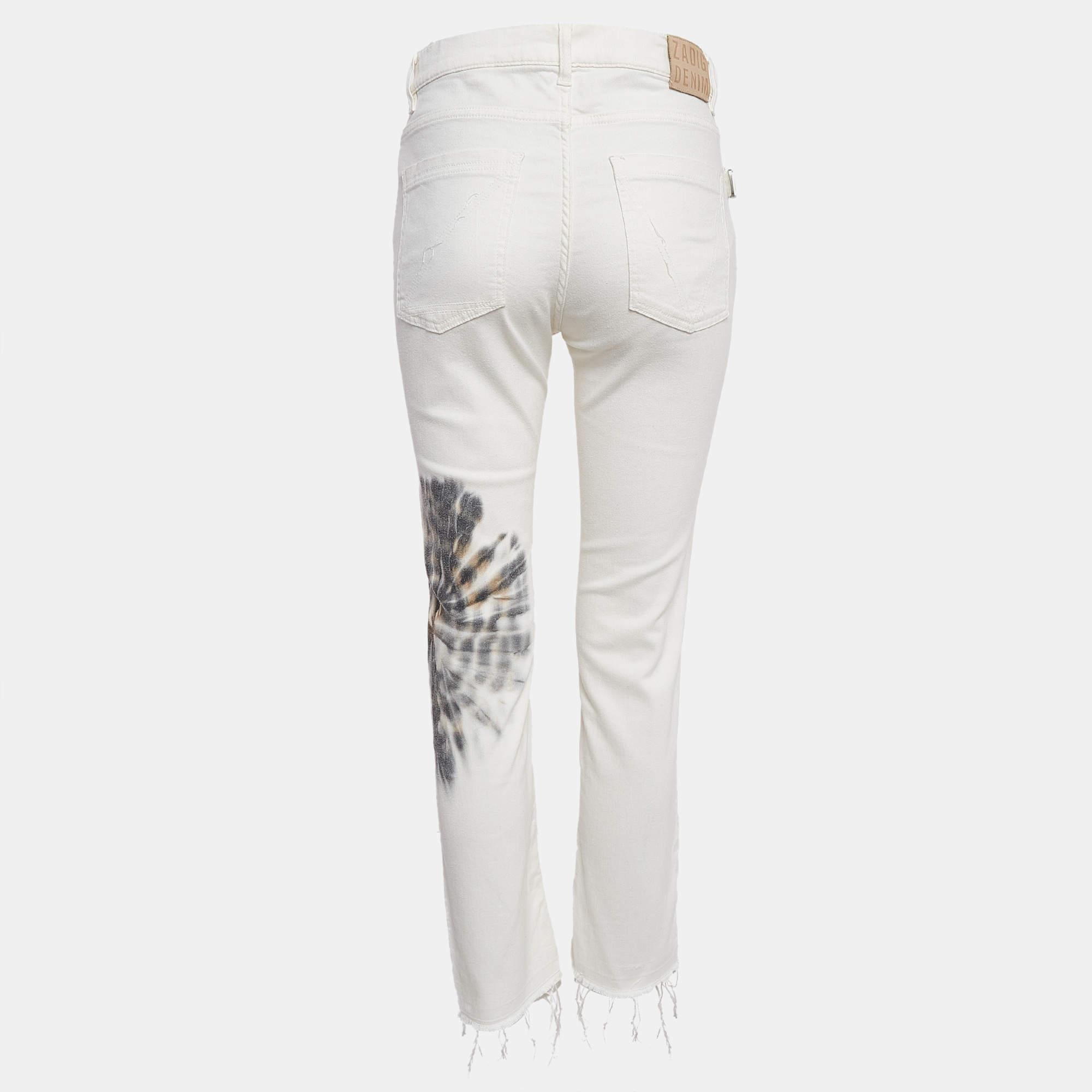 Gray Armani Collezioni White Tie Dye Print Denim Jeans M Waist 29