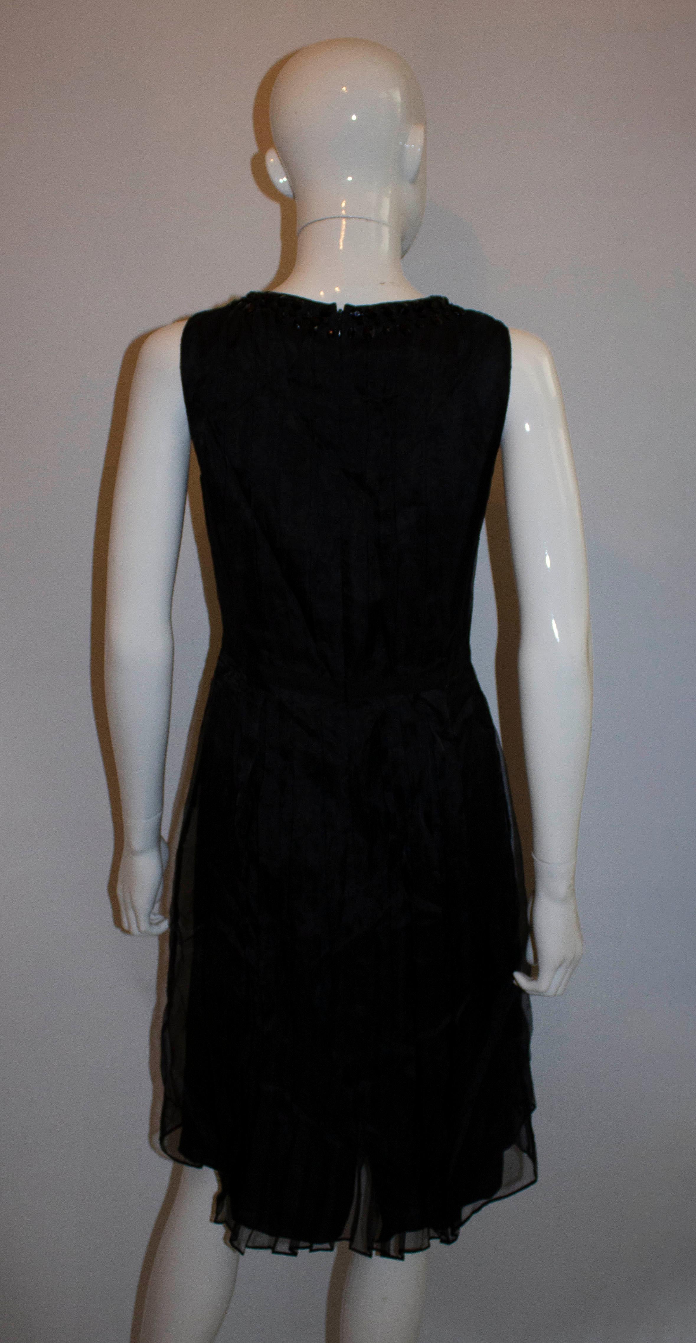 Armani Collezzioni Black Cocktail Dress with Pleat Detail In Good Condition For Sale In London, GB