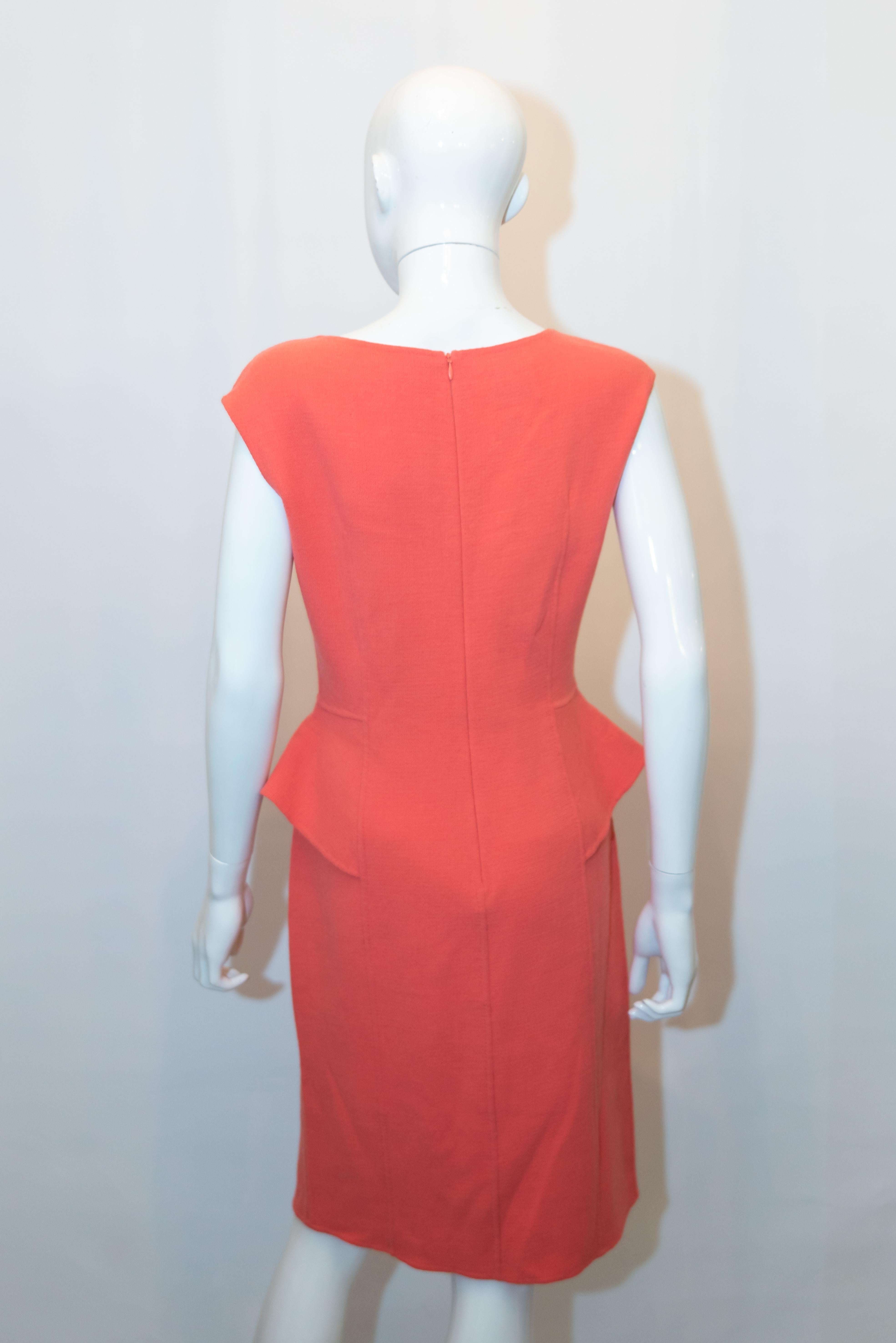 Armani Collezzioni Pink Dress with Peplum In Good Condition For Sale In London, GB