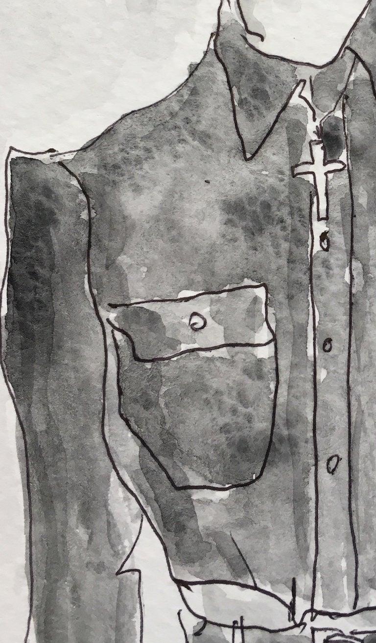 American Armani Cross, Watercolor and Ink on Paper