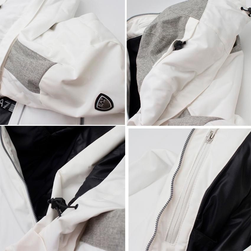 Armani EA7 Grey Tweed Panel White Ski Jacket For Sale 3