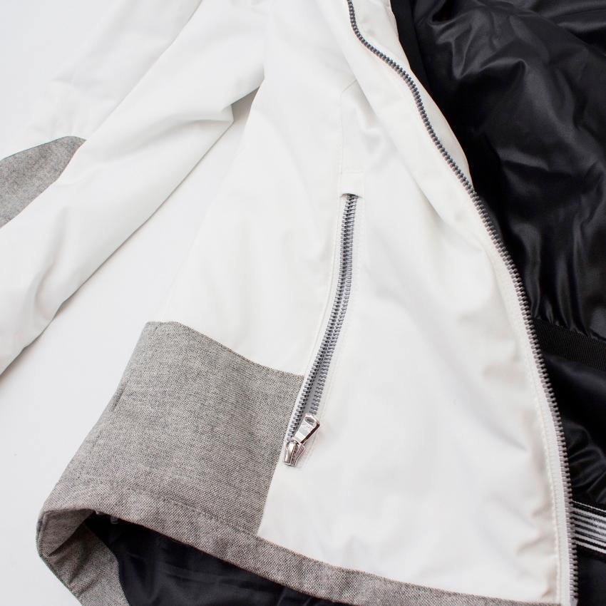 Gray Armani EA7 Grey Tweed Panel White Ski Jacket For Sale