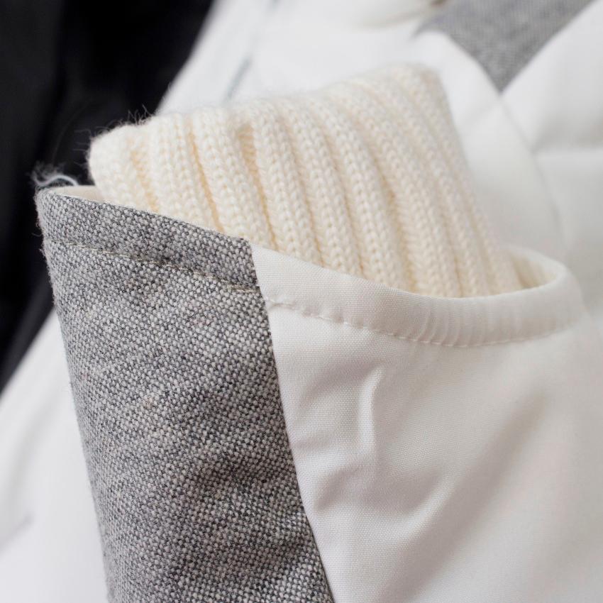 Armani EA7 Grey Tweed Panel White Ski Jacket For Sale 1