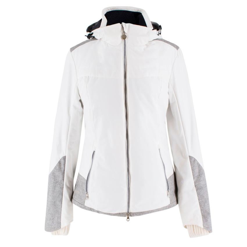 Armani EA7 Grey Tweed Panel White Ski Jacket For Sale