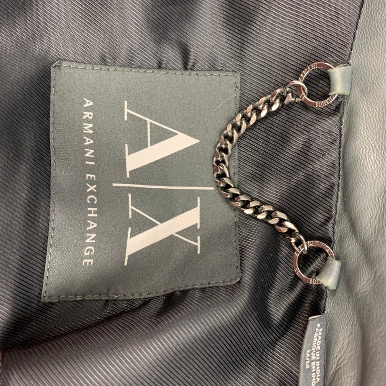 ARMANI EXCHANGE Size M Grey Leather Buttoned Jacket For Sale at 1stDibs