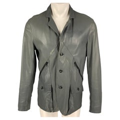 ARMANI EXCHANGE Size M Grey Leather Buttoned Jacket