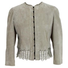 Armani Gray Leather Bolero Jacket