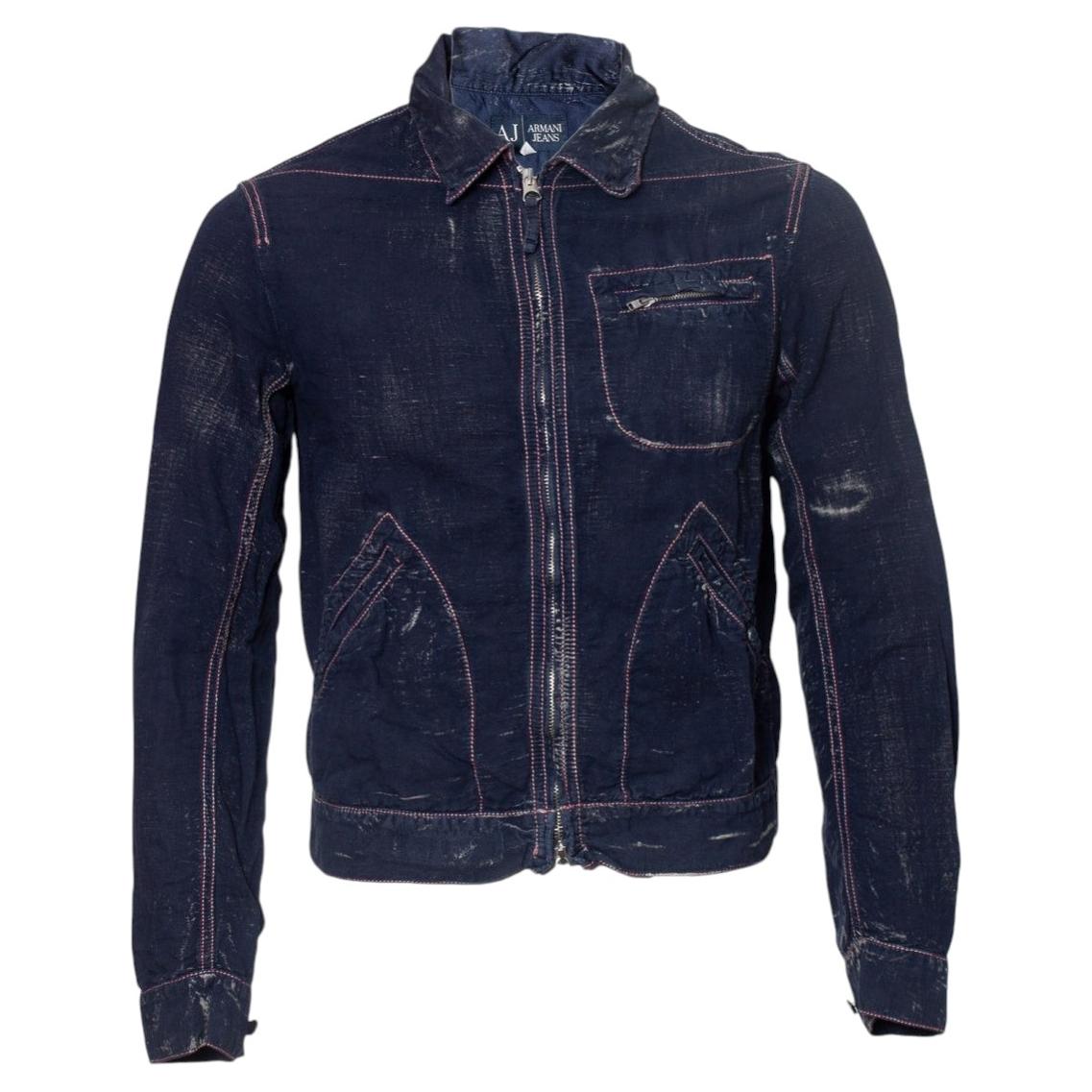Armani Jeans, Blue denim zip cardigan For Sale