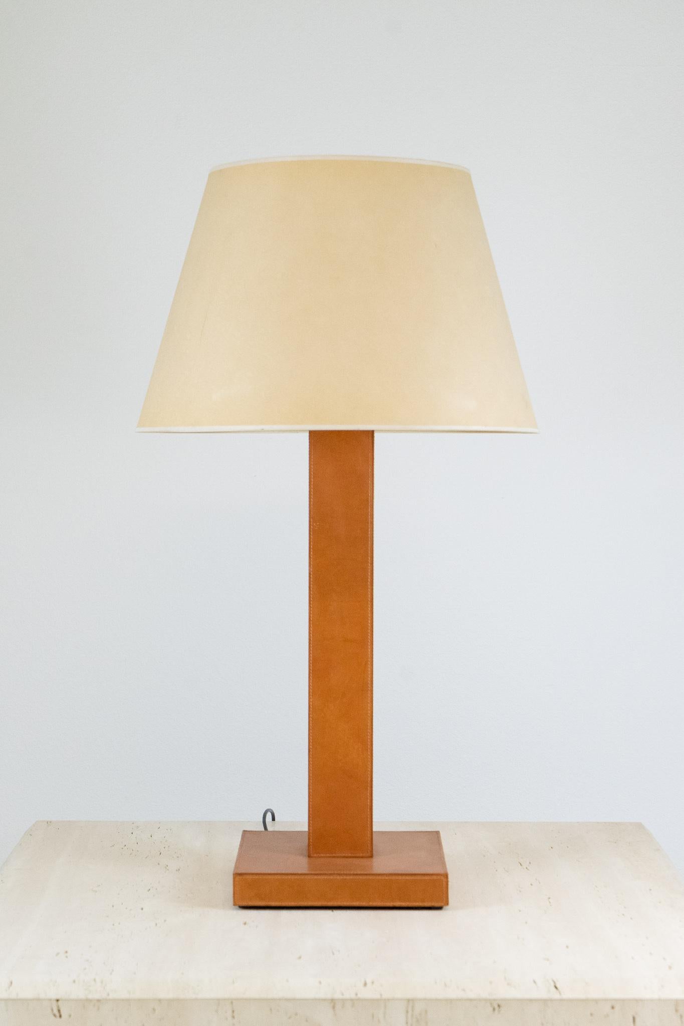 Beautiful large scale vintage (2000) Casa Armani lamp. Stunning lamp, beautiful craftsmanship and rare scale for a designer table lamp. Unique design and scale that would work in any room. This lamp includes original shade, diffuser and dimmer.