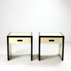 Armani Parchemin et bois laqué noir Night Stands Armani Casa Italie années 2000