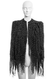 Armani Privé Haute Couture black and white silk tasseled evening jacket, fw 2009