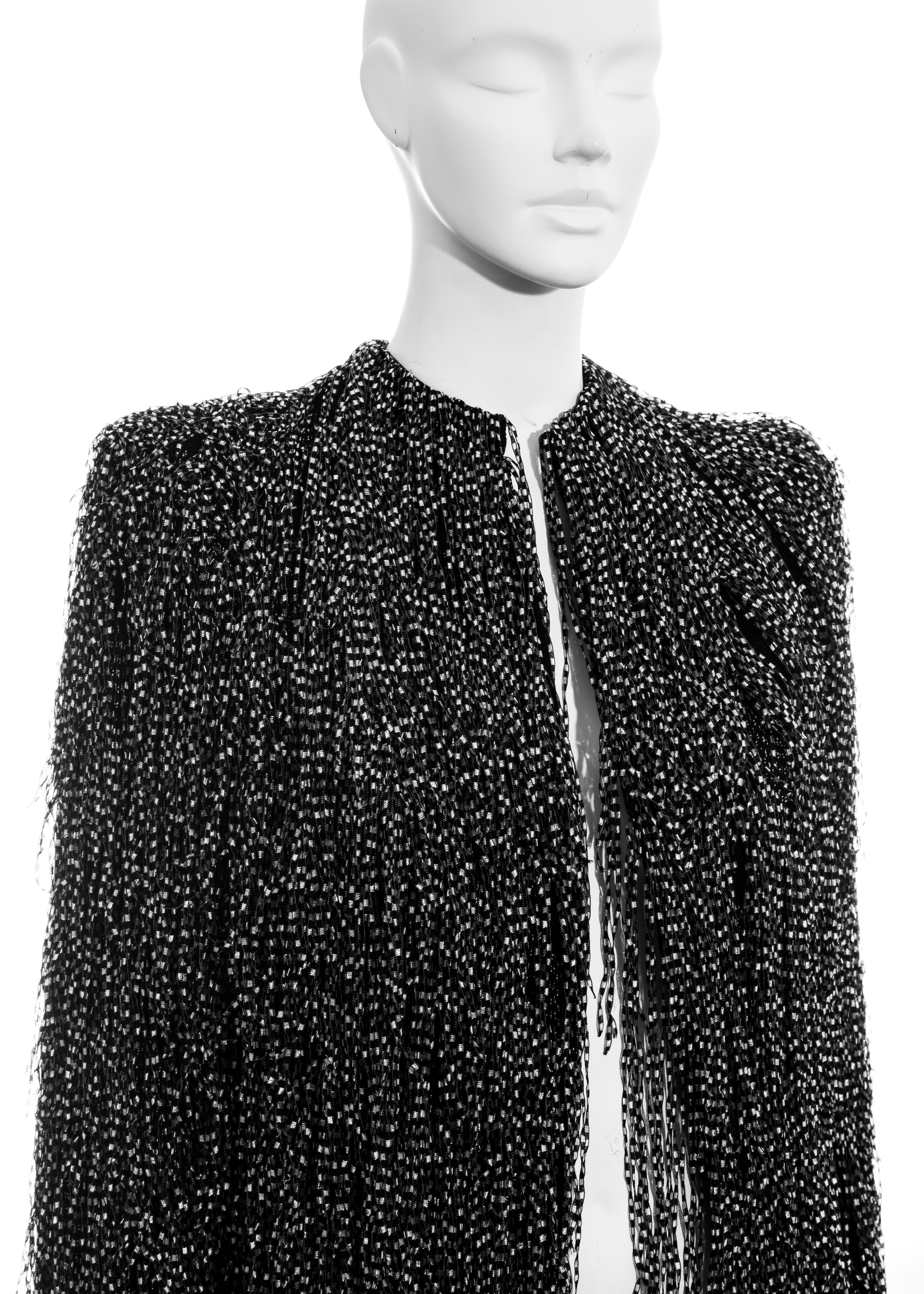 Black Armani Privé Haute Couture black and white silk tasseled evening jacket, fw 2009 For Sale