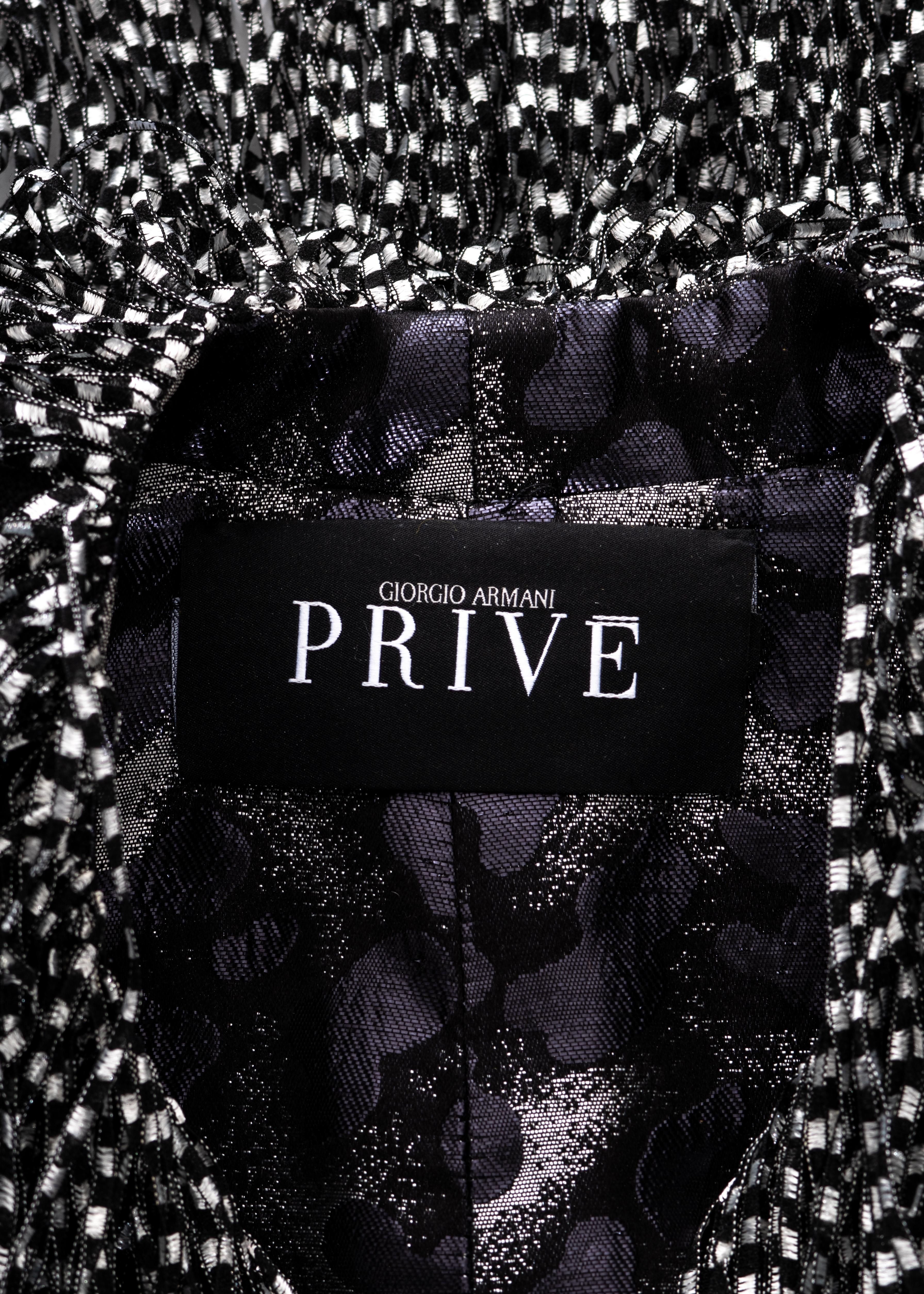 Armani Privé Haute Couture black and white silk tasseled evening jacket, fw 2009 For Sale 1