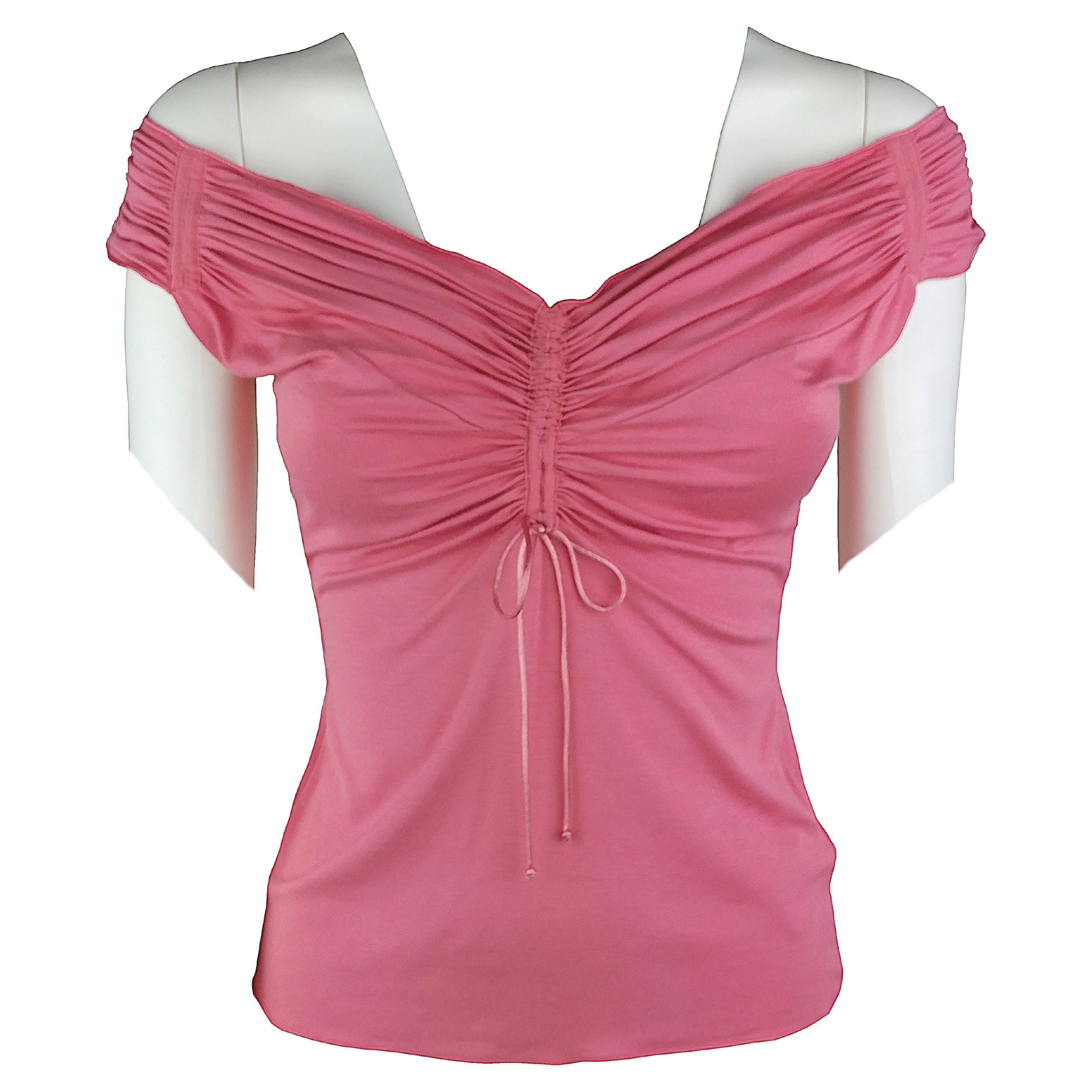 ARMANI – Sleeveless Pink Tank Top with Off-Shoulder Neckline  Size 8US 40EU
