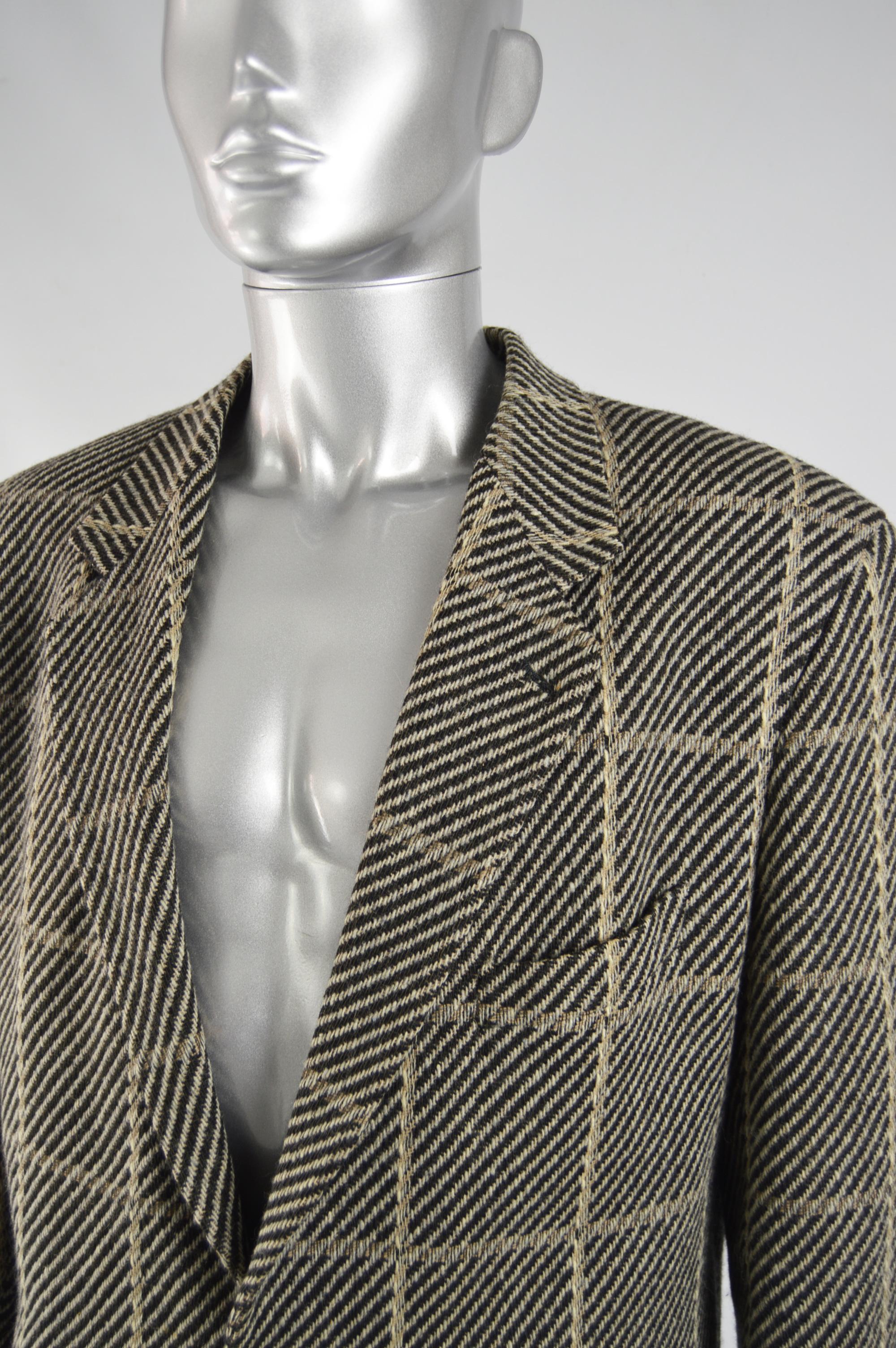 Gray Armani Vintage Mens 1980s Bold Shoulder Blazer Jacket