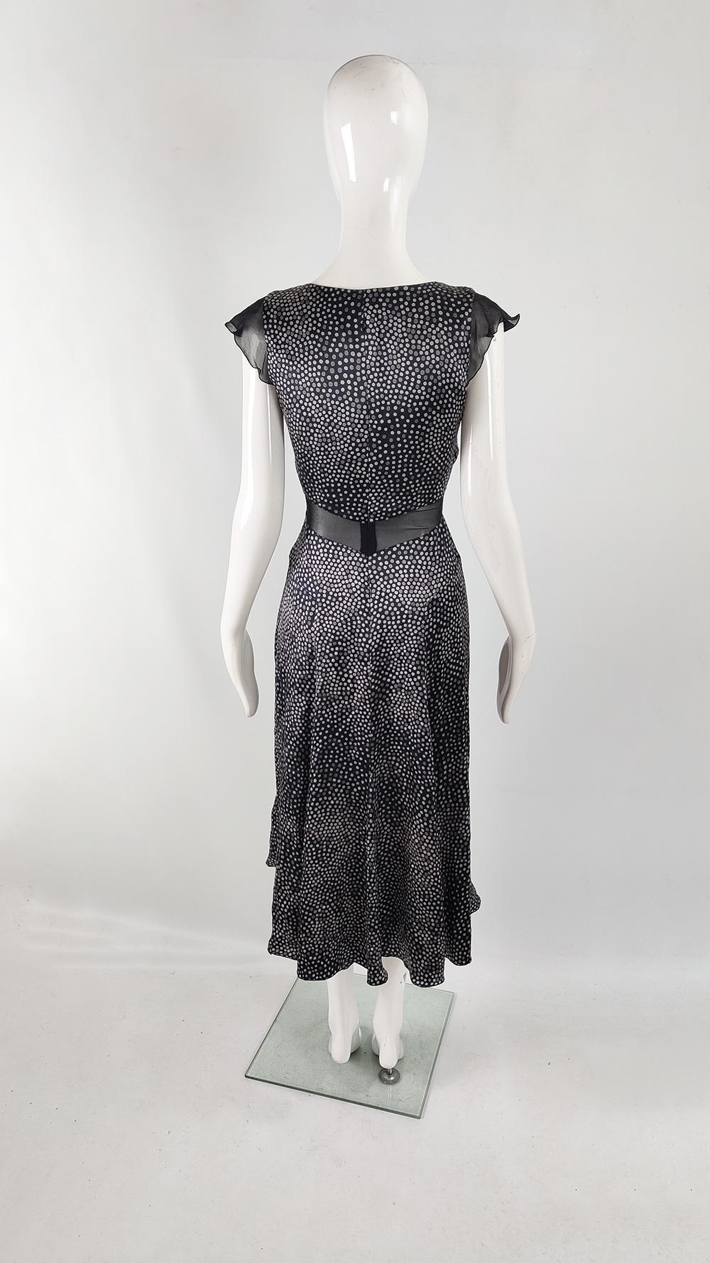 Armani Vintage Pure Silk Sheer y2k Panel Polka Dot Party Evening Dress, A/W 2004 3