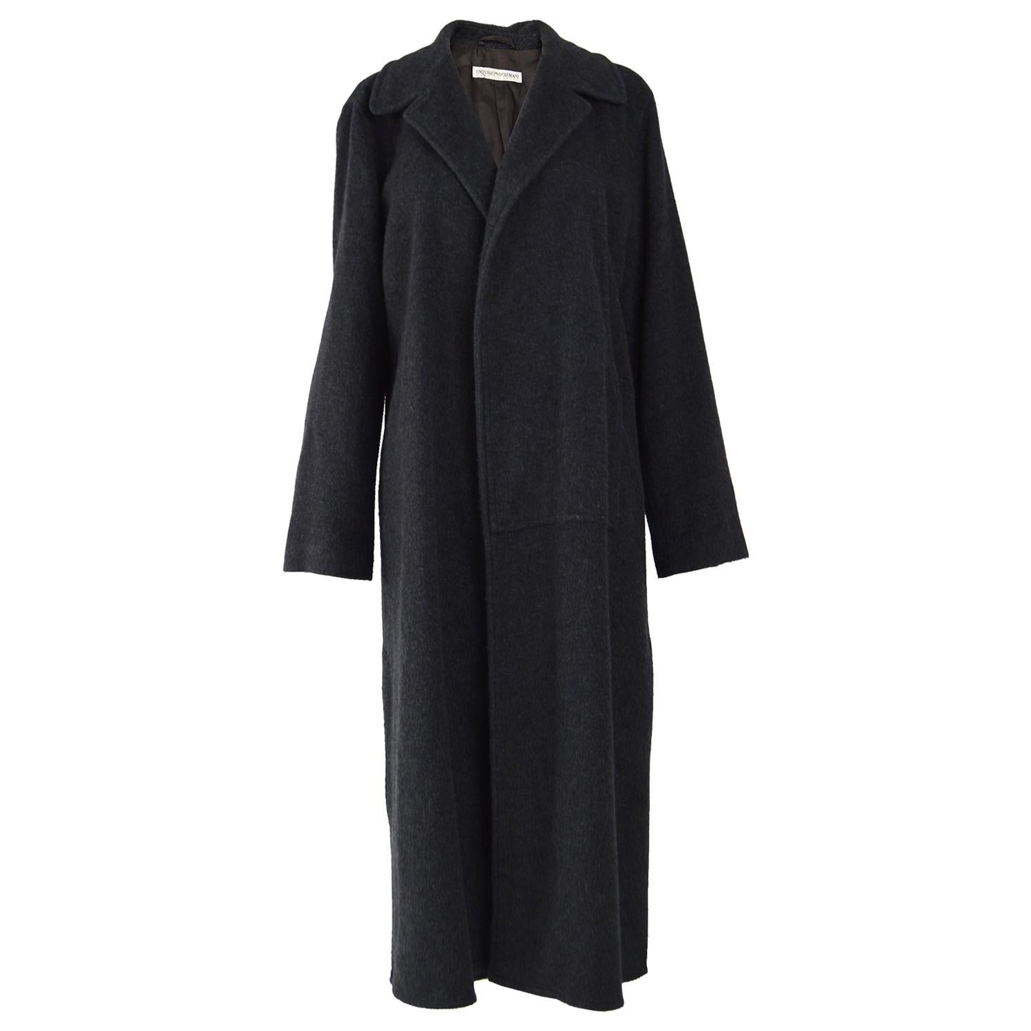 Armani Womens Charcoal Grey Maxi Coat